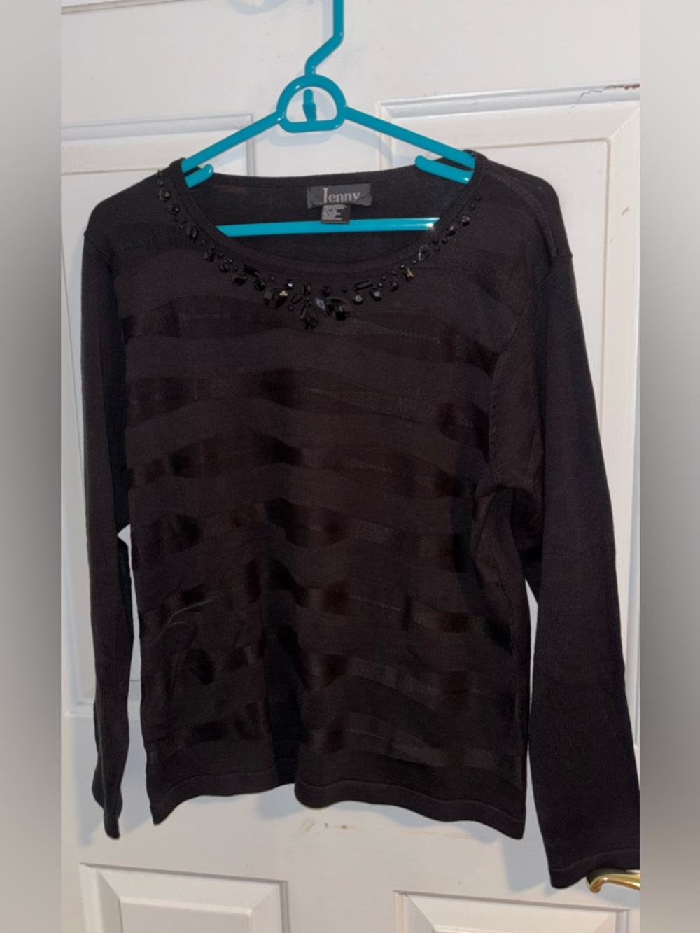 Vintage Jenny Black Beaded Collar Sweater